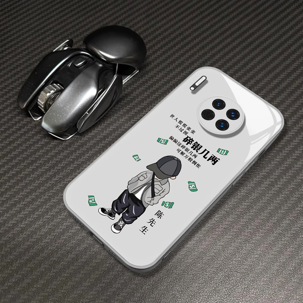 适用于华为MATE30碎银几两创意姓氏定制防摔玻璃手机壳