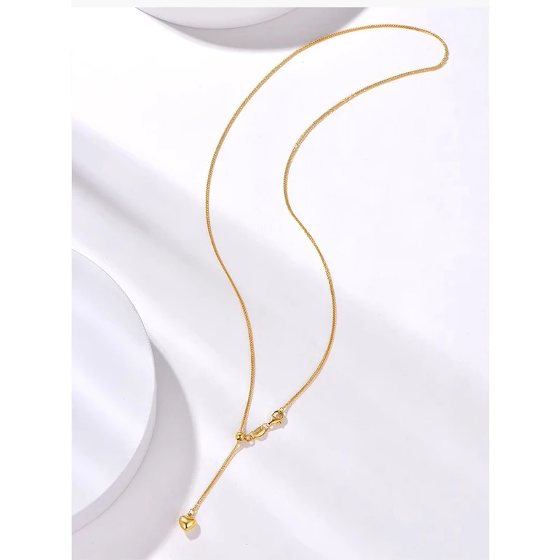 明牌珠宝楼哥甄选足金999爱心5G工艺黄金调节 抽拉简约 肖邦项链