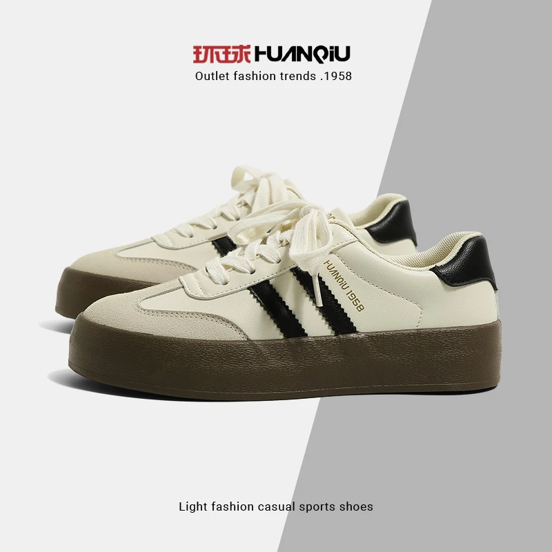 环球厚底德训鞋女2025新款夏季百搭小白鞋运动鞋子小众学生板鞋