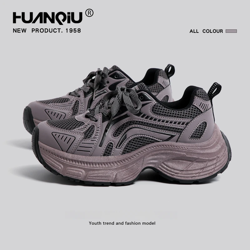 环球今年流行的爆款老爹鞋女2025新款春季厚底增高百搭休闲跑步鞋