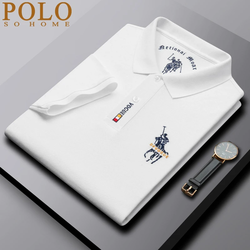 保罗POLO衫男短袖夏季高档纯棉T恤男小马标刺绣商务休闲半袖纯色T