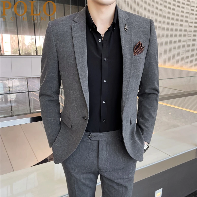 保罗西装男士套装商务职业正装韩版潮流修身婚礼新郎结婚休闲西服