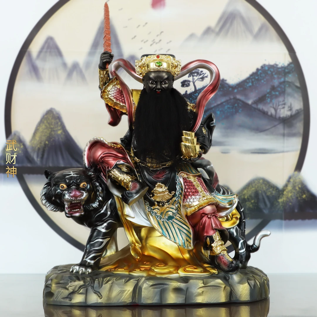 树脂武财神爷摆件赵公明骑虎店铺家用客厅中式桌面摆件开业祝福