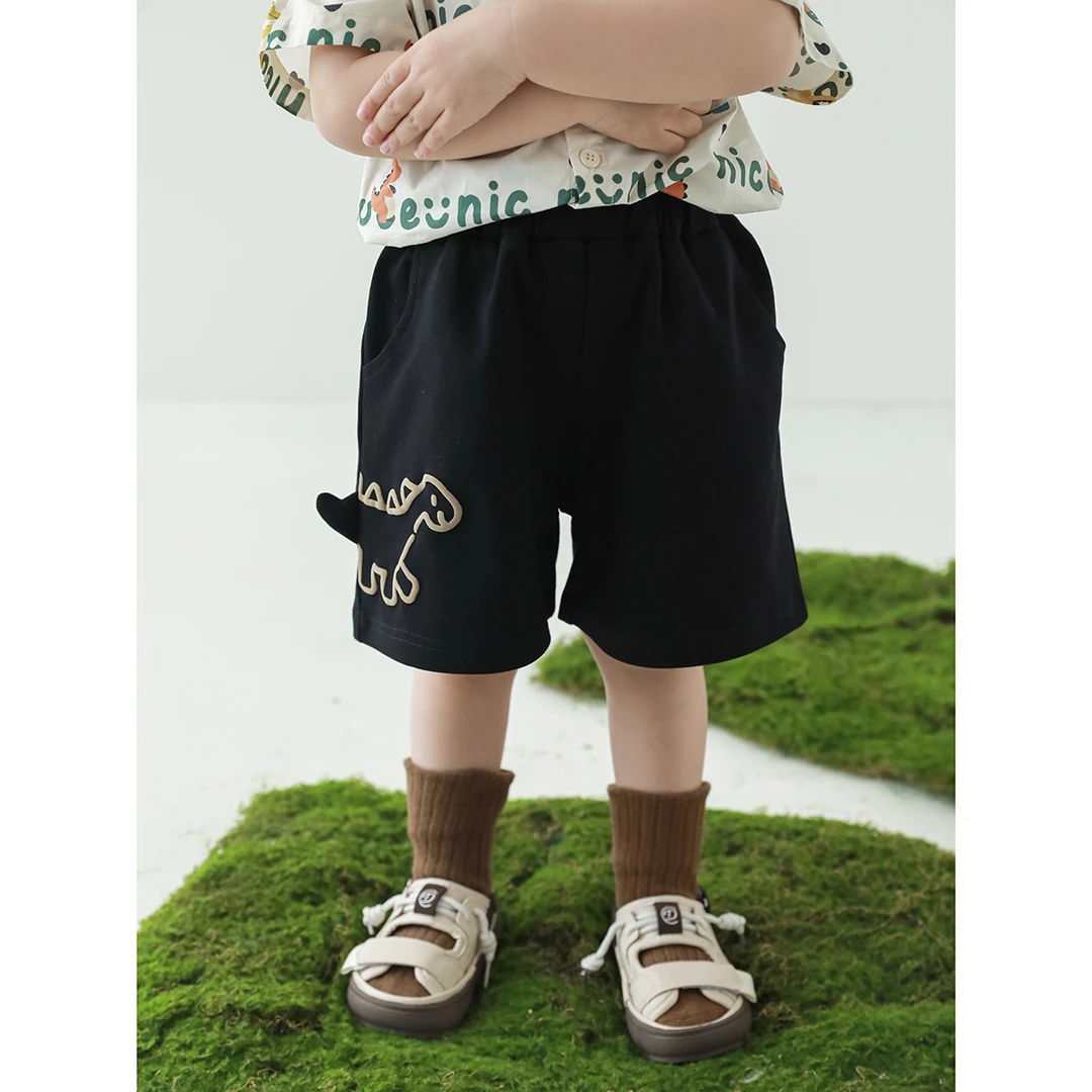 幼悠男童时尚立体恐龙印花短裤夏季洋气儿童百搭薄款休闲裤N4896