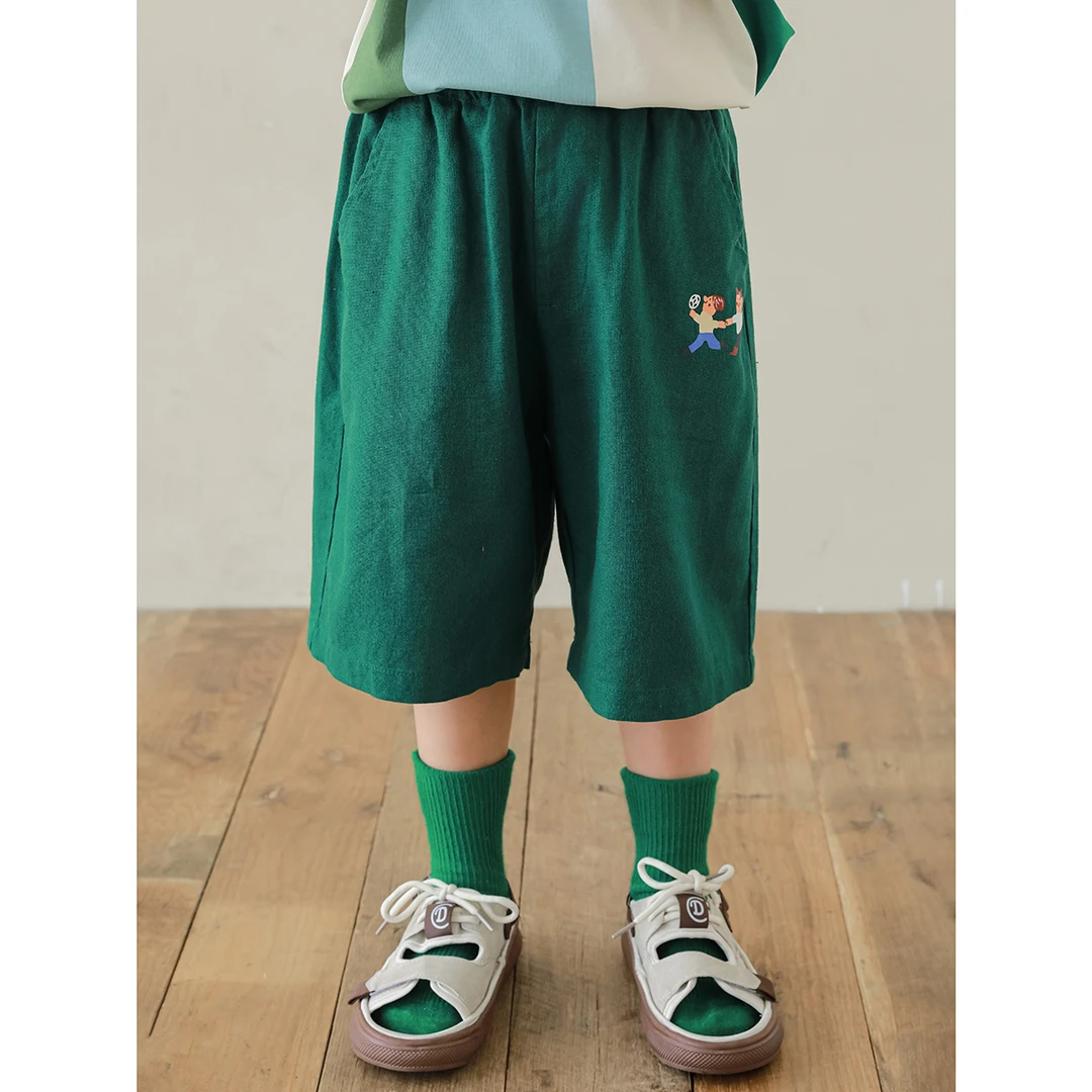 幼悠男童洋气卡通短裤夏季儿童时尚百搭休闲裤宝宝薄款裤子N4946