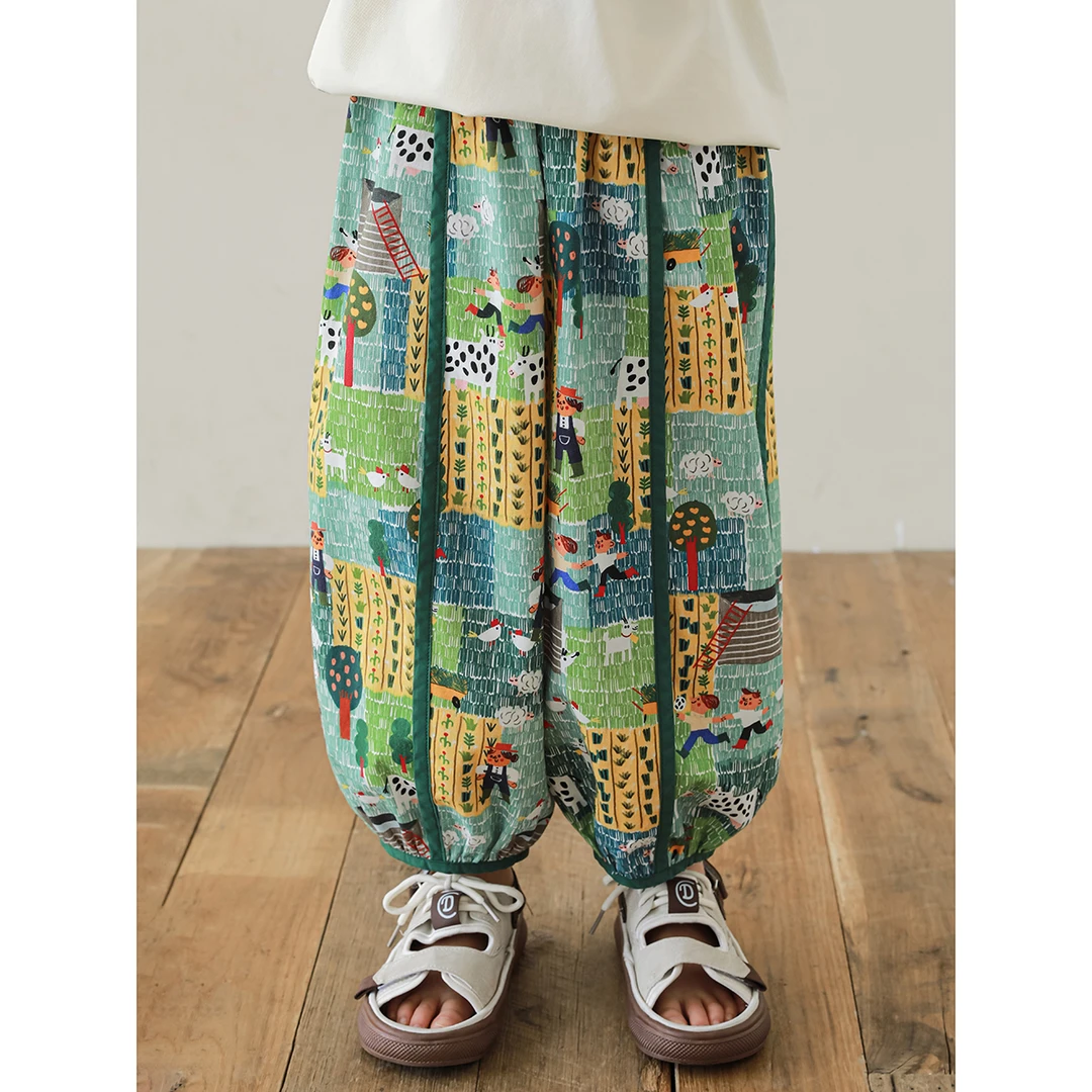 幼悠男童洋气百搭防蚊裤夏季纯棉薄款裤子儿童宽松休闲裤潮N4950