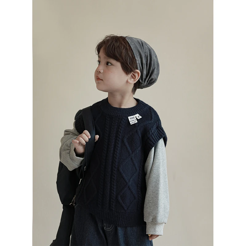 幼悠男童秋装假两件卫衣宝宝洋气针织上衣儿童韩版时髦衣服N1096