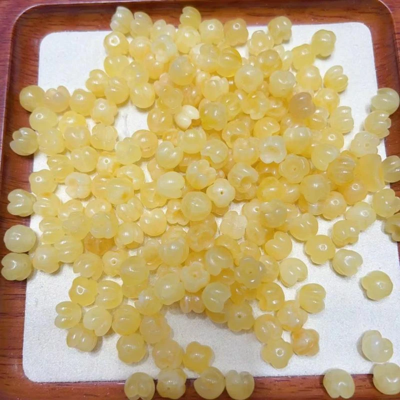 天然蜜蜡8mm桂花通孔配件DIY女手串手链项链佩戴手工随机发货一个