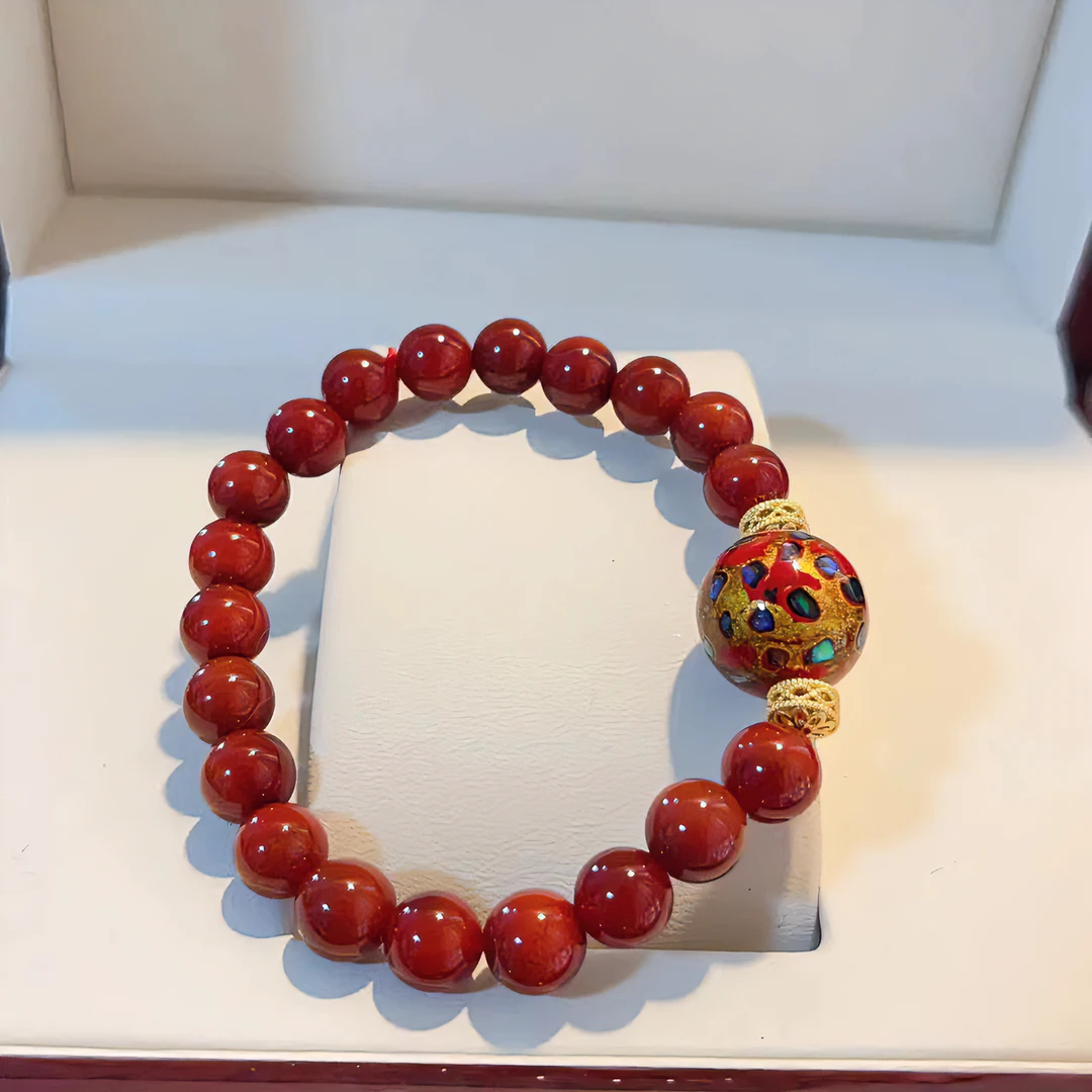 中国红大漆手串