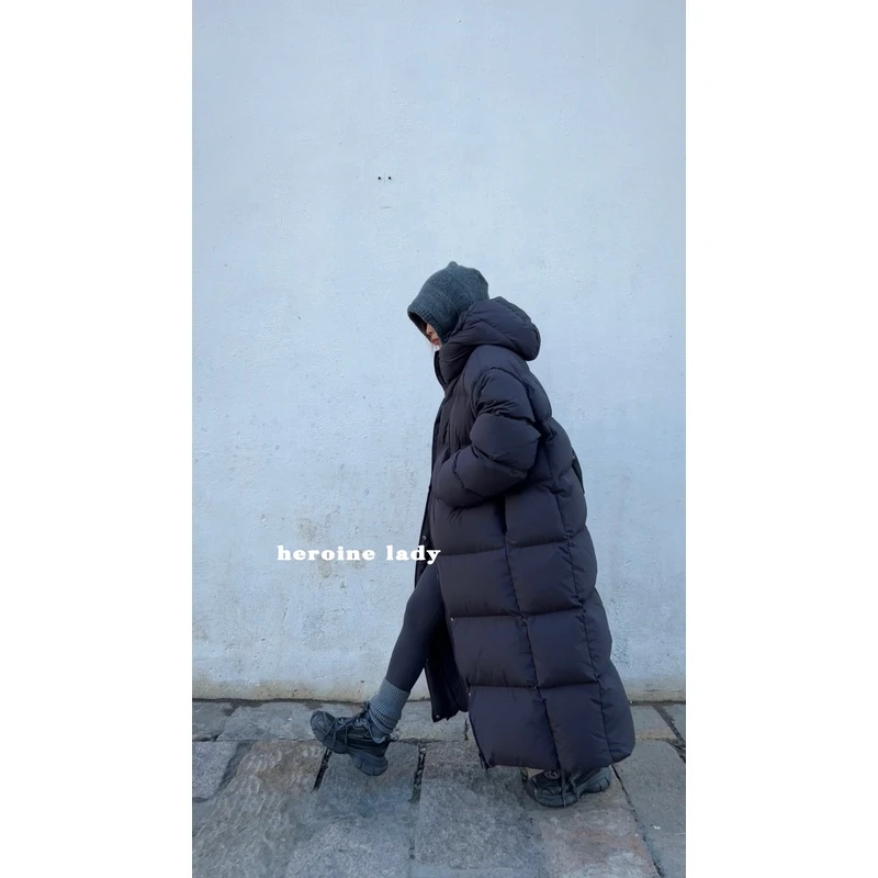 小美【进阶行走大被子】长款带帽韩版加厚过膝冬季羽绒服