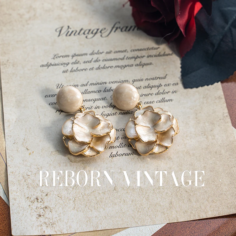 合金耳饰 【520礼物】Reborn Vintage花卉耳钉小巧精致耳针款A132