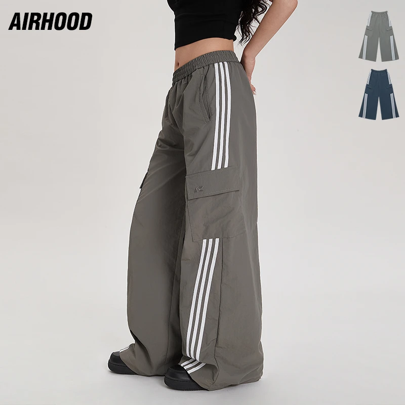 AIRHOOD 欧美潮三条杠设计工装裤2024复古款宽松直筒休闲裤N4116