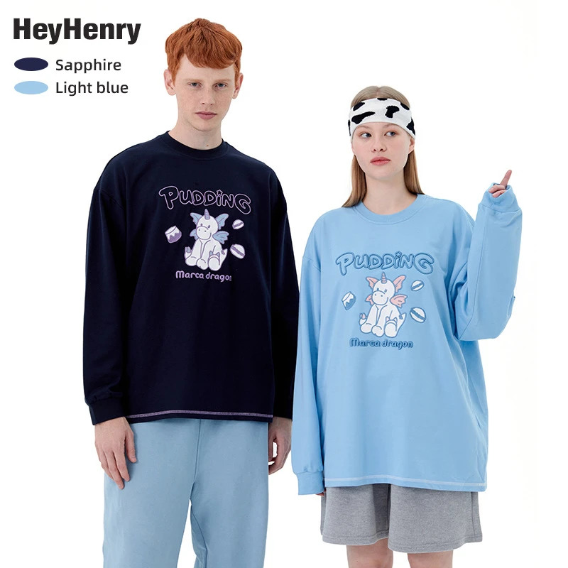 AIRHOOD春秋长袖t恤情侣刺绣宽松卡通上衣韩版款打底衫潮H1069