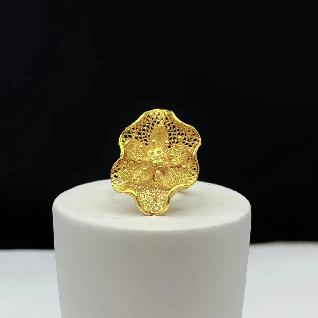 925银戒指 S925银 夏荷花蕊戒指