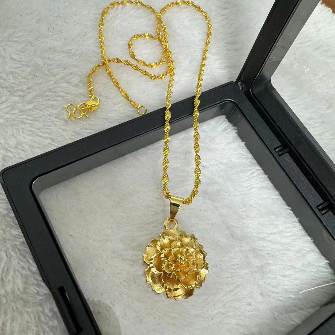 钛钢吊坠 花型精美金色项链吊坠