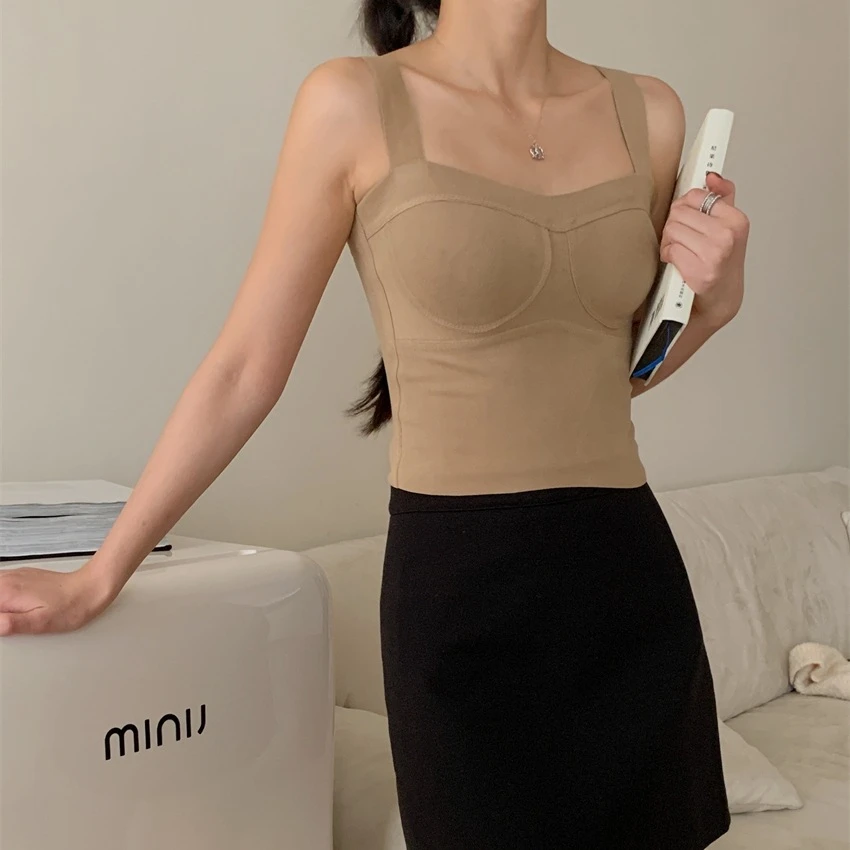 秋冬款保暖带胸垫背心女加绒网红显瘦舒适无痕内搭打底蚕丝吊带
