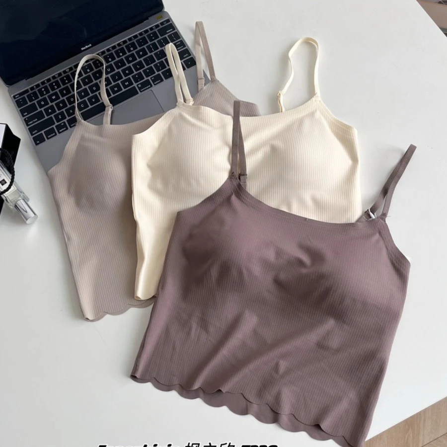 枫之欣7238乳胶固定杯中长裹胸女冰丝无痕一体美背抹胸吊带背心