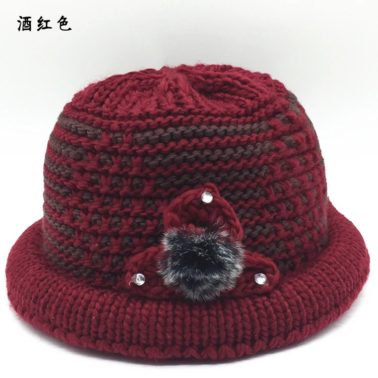 中老年人帽子女针织毛线帽奶奶帽保暖冬季帽秋冬天帽子老太太帽子