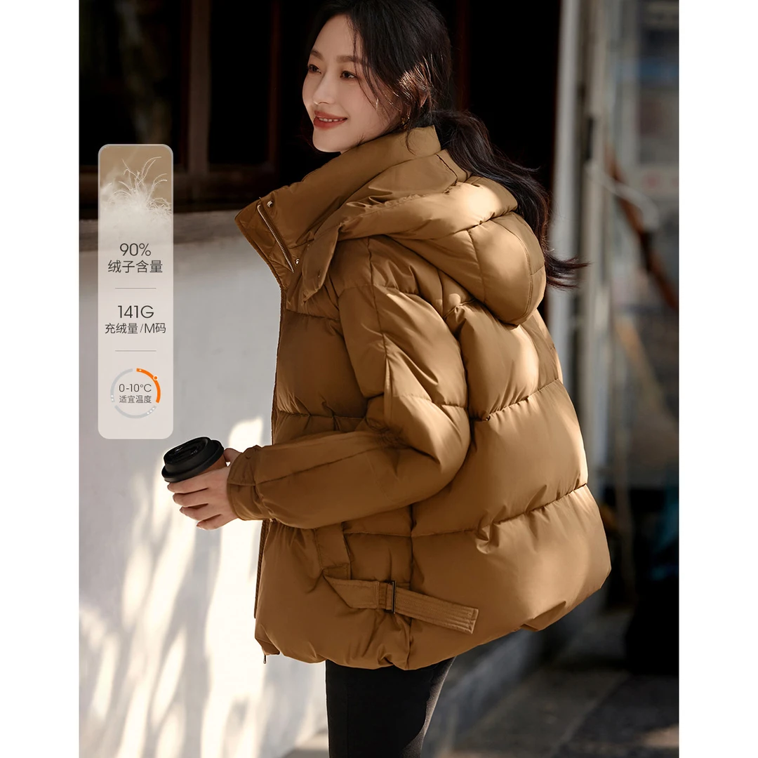 沫晗依美24冬季云朵泡芙感连帽时装百搭保暖羽绒服时尚休闲6491