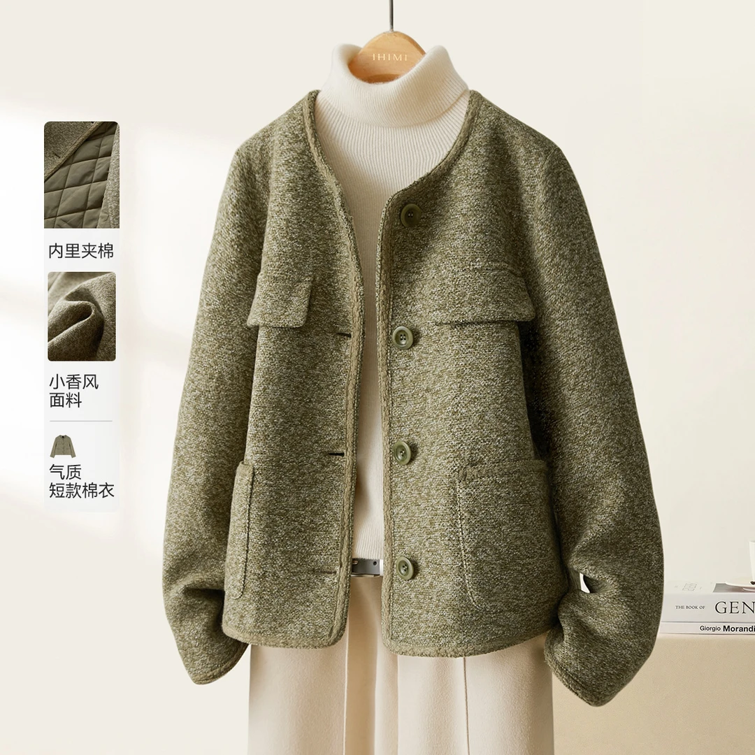 IHIMI/海谧小香感棉服外套2025冬新款小个子外套时尚保暖夹棉2418