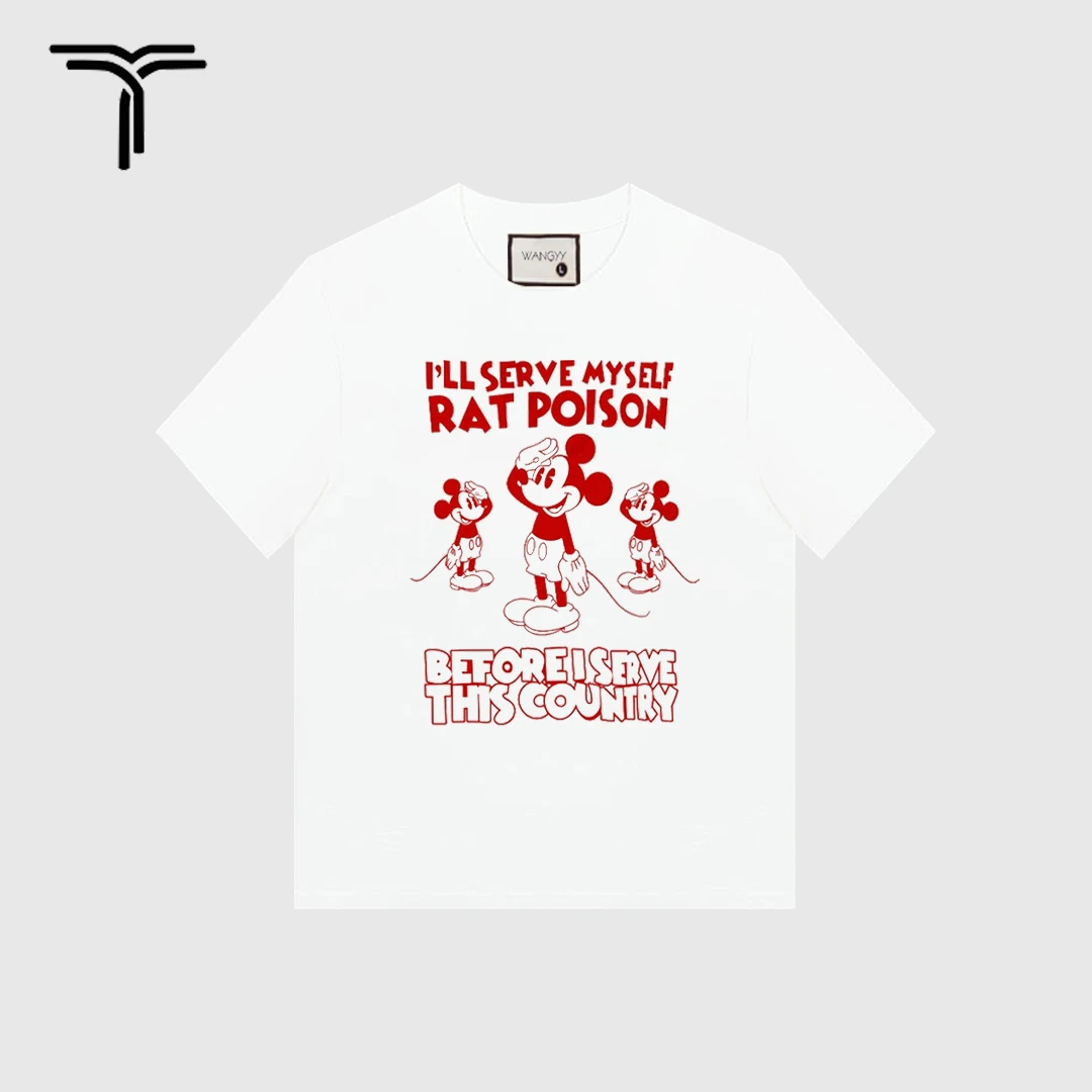 汪一一【米奇】白色短袖宽松情侣夏季卡通印花圆领国潮T恤时尚休闲