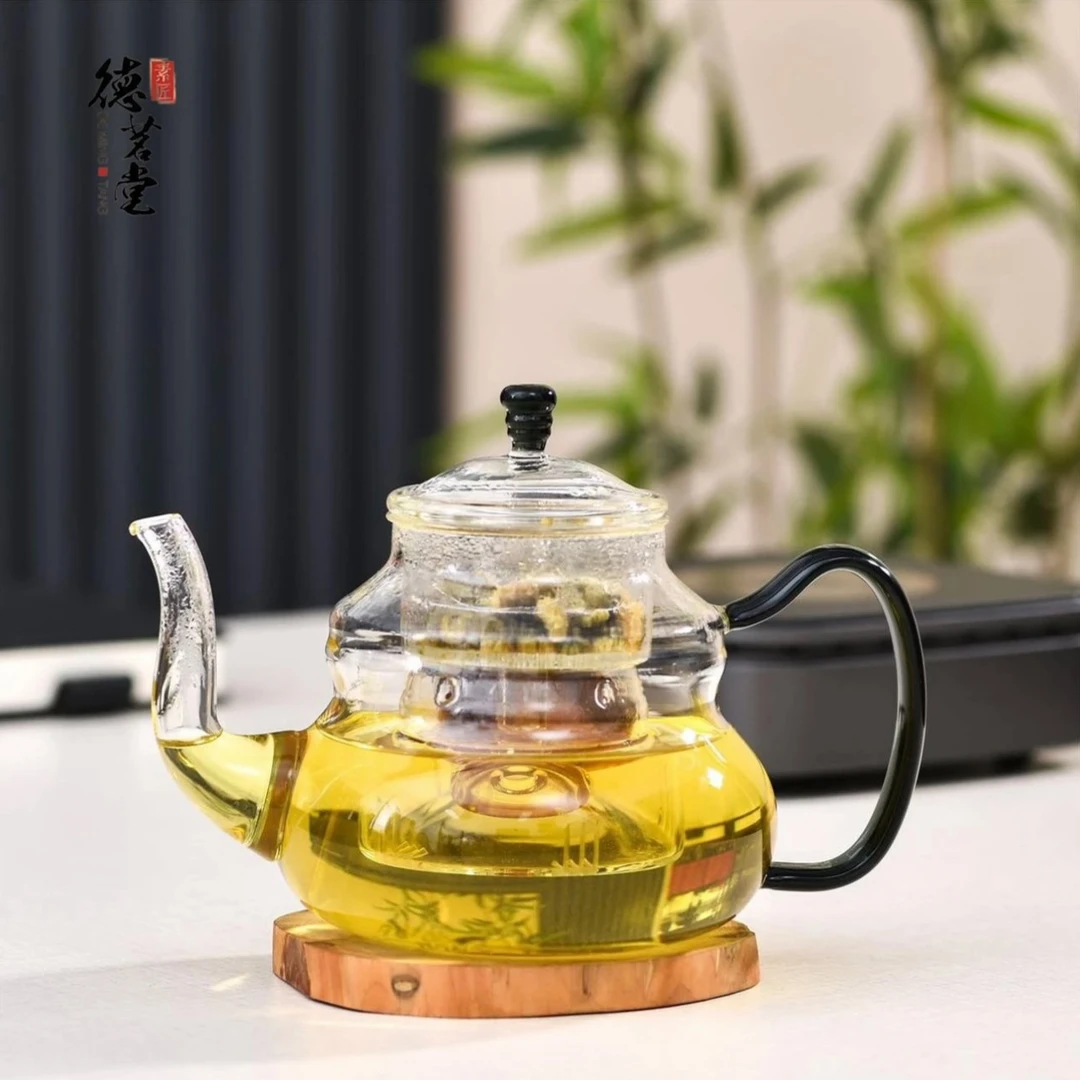 德茗堂素匠福禄壶大容量煮茶壶耐高温高硼硅蒸煮玻璃泡茶壶纯手工