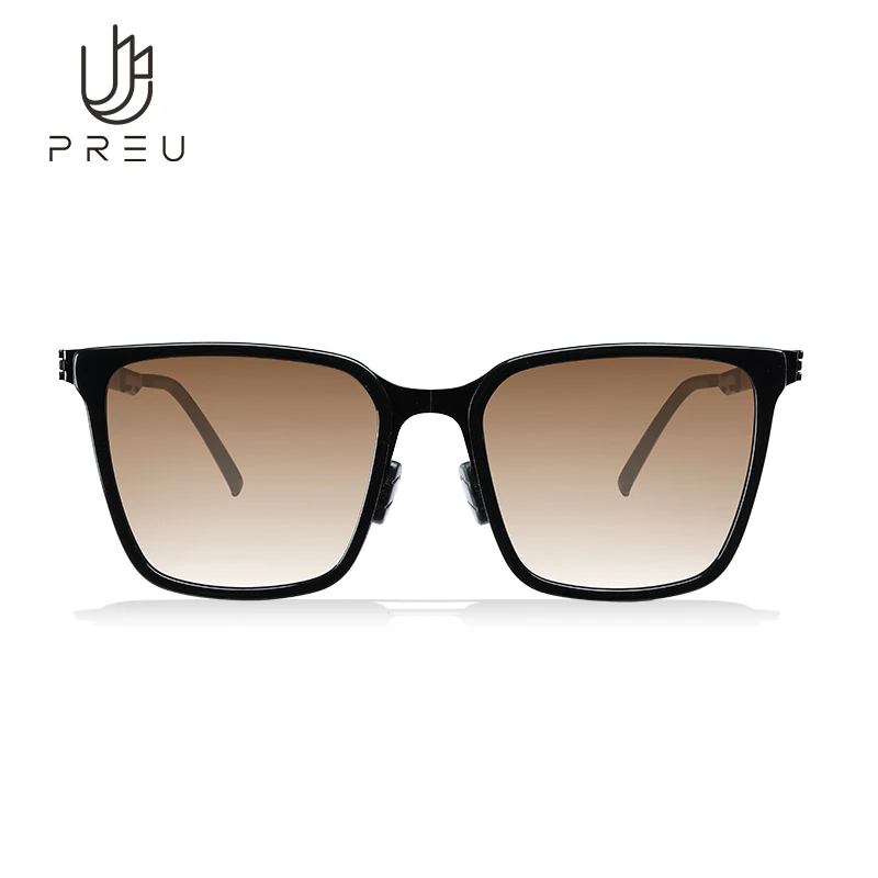 PREU轻量化可折叠高清太阳眼镜复古时尚金属框防紫外线潮流墨镜