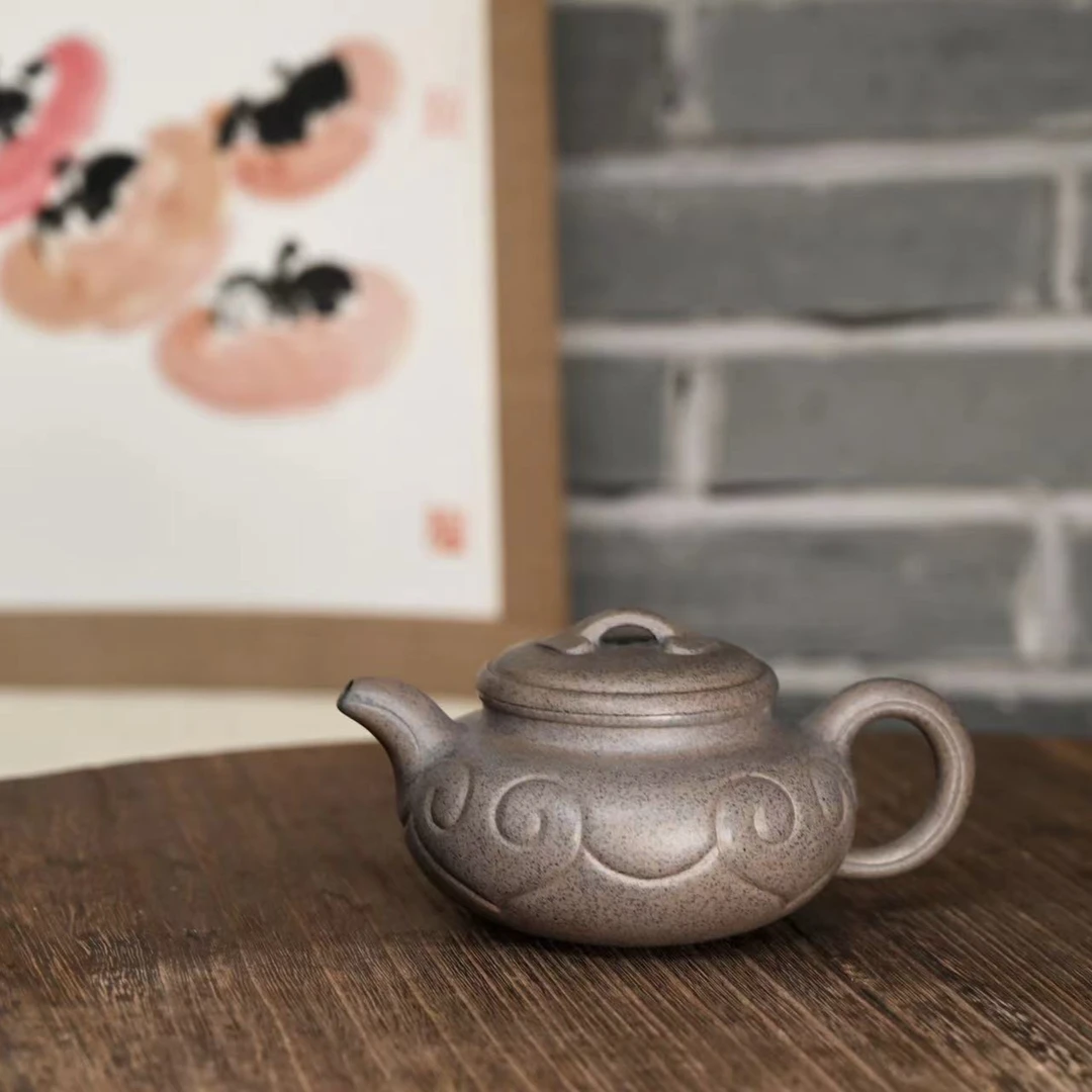 仿古如意 本山绿焐灰 190cc 倪文超制 紫砂壶