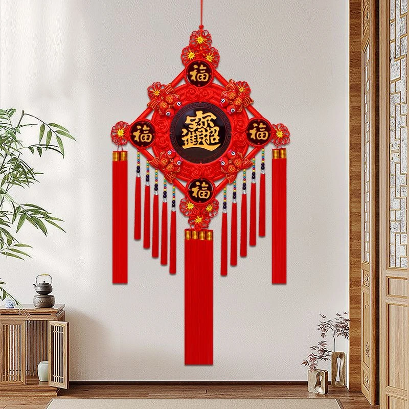 新款五福临门中国结桃木挂饰客厅背景墙玄关乔迁搬家新年春节挂件