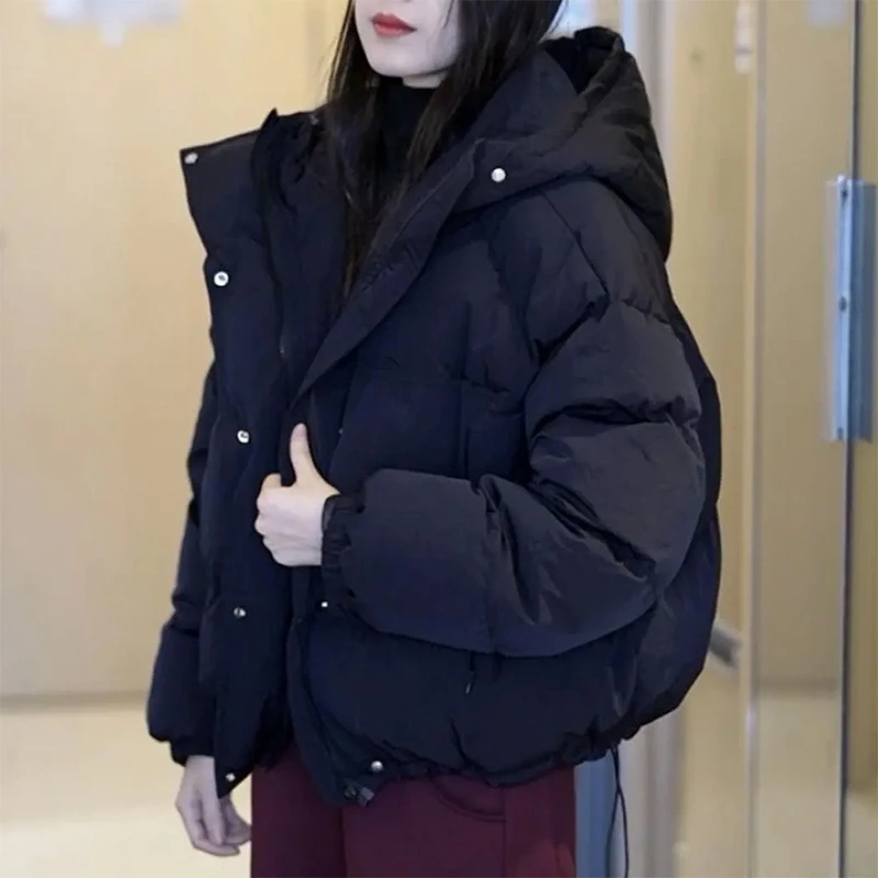 2025冬季新款短款宽松连帽棉衣女保暖小个子韩版棉服加厚外套时尚