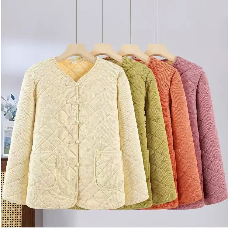 网红爆款妈妈装冬季新中式棉衣外套复古风保暖棉袄时尚保暖上衣