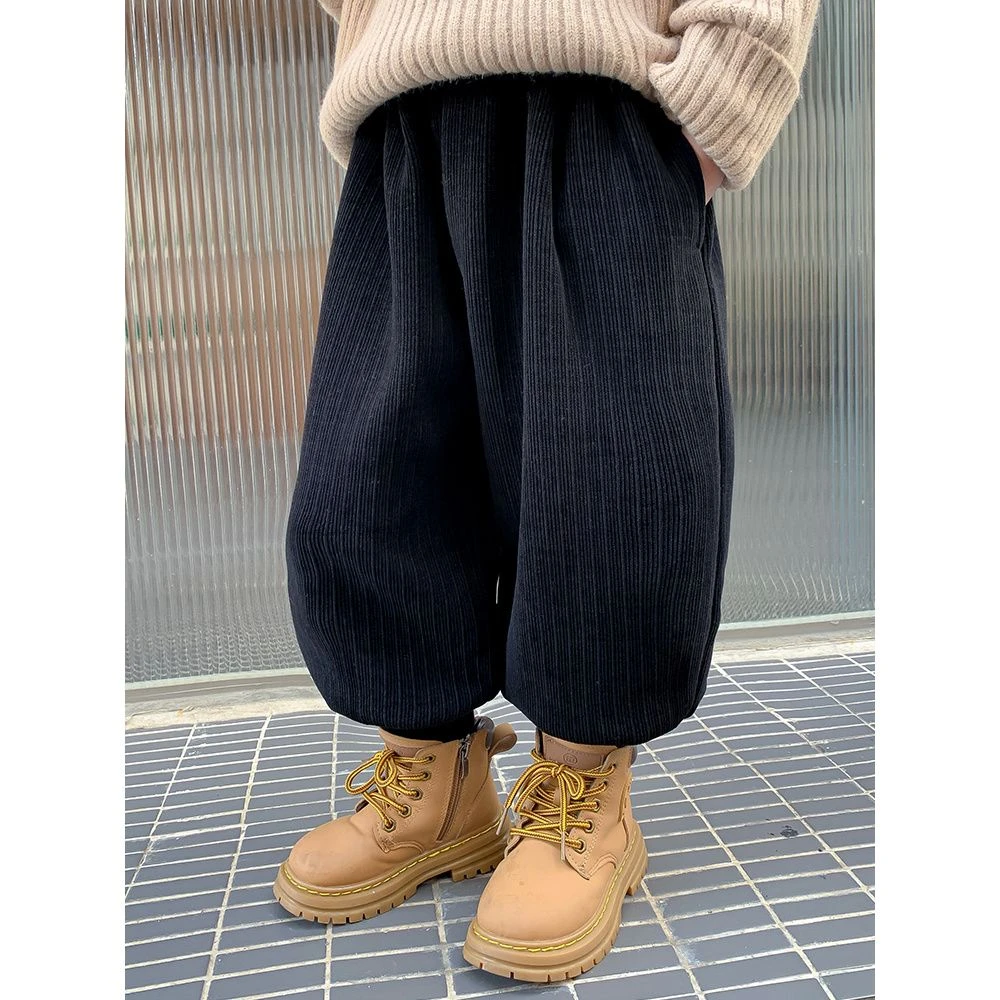 男童裤子秋冬款2023新款儿童冬季加绒加厚冬装网红帅气灯芯绒长裤