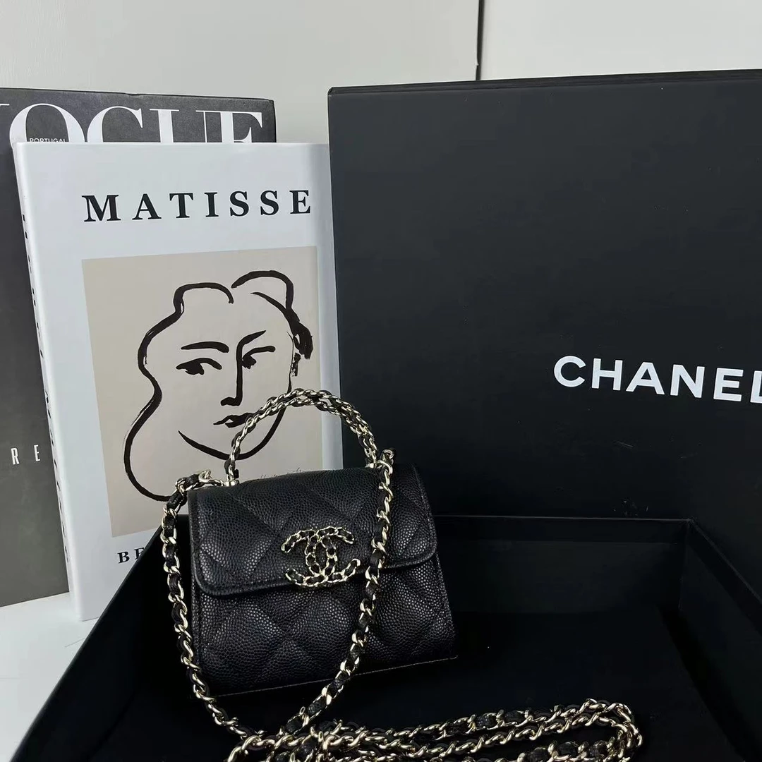 99新 Chanel/香奈儿 23p kelly mini黑金荔枝牛皮芯片款/单肩包