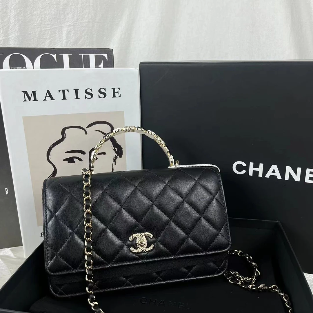 99新 Chanel/香奈儿 23K山茶花手柄woc单肩斜挎包