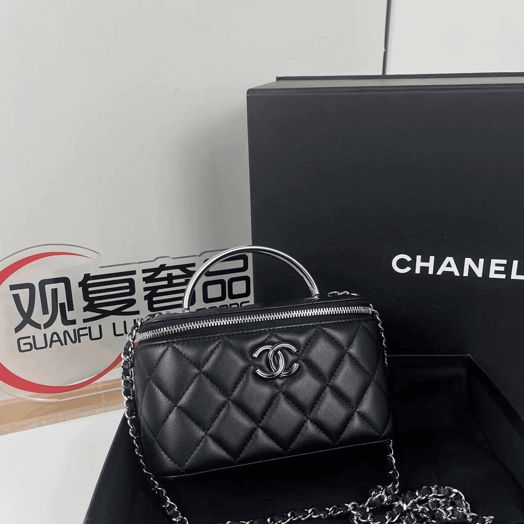 99新 Chanel/香奈儿 24C 黑银珐琅手柄长盒子