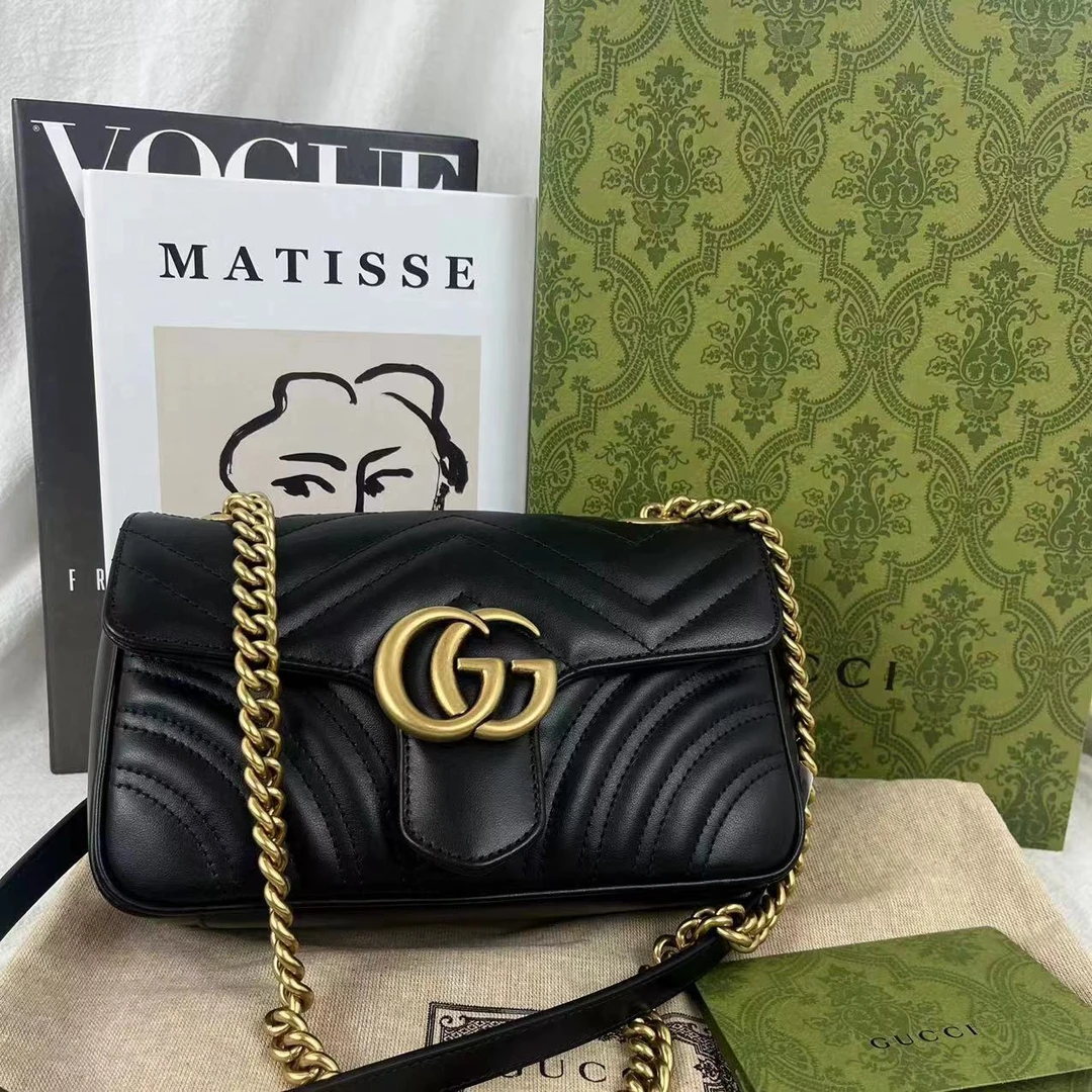 99新 GUCCI/古驰 马蒙22/marmont22/单肩链条包斜跨包