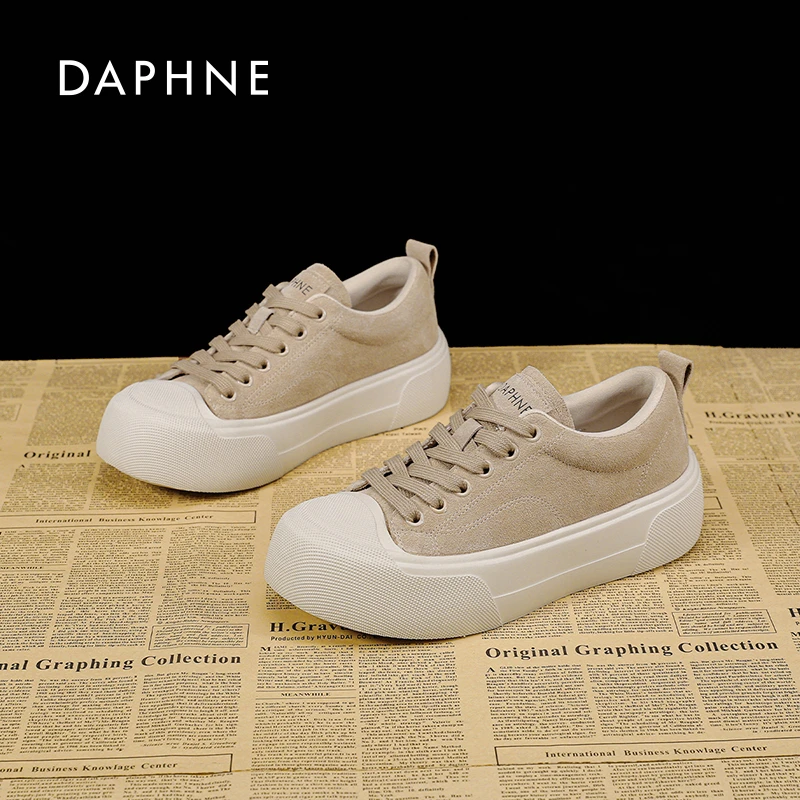 Daphne/达芙妮厚底板鞋女2025新款秋季休闲百搭时尚运动休闲鞋