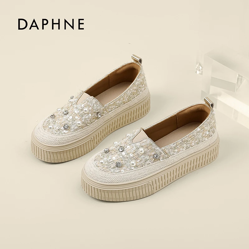 达芙妮小香风渔夫鞋女2025年秋季新款厚底一脚蹬懒人通勤百搭单鞋