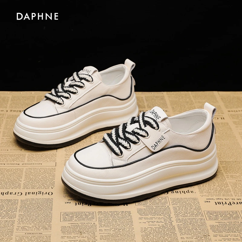 Daphne/达芙妮小白鞋女2025夏季时尚新款百搭潮流厚底增高休闲鞋