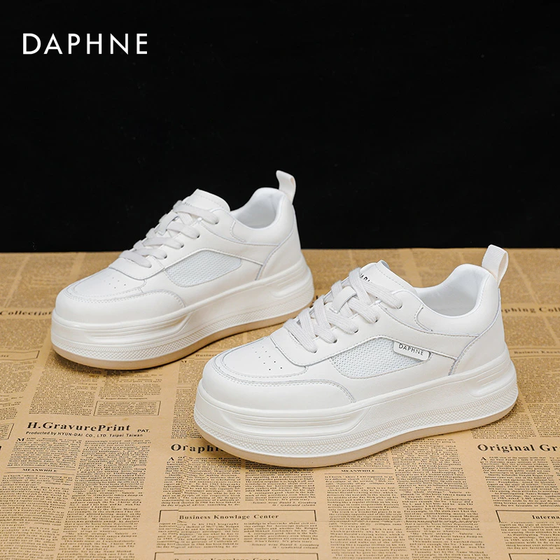 达芙妮小白鞋女2025新款秋季透气百搭时尚韩版厚底运动休闲鞋