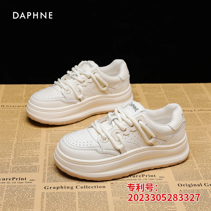 Daphne/达芙妮小白鞋女2025夏季新款休闲厚底板鞋百搭运动休闲鞋