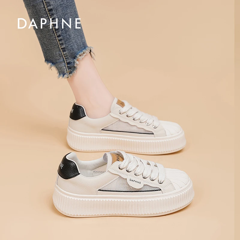 达芙妮贝壳头小白鞋女2025秋季网面新款百搭ins潮流时尚休闲板鞋