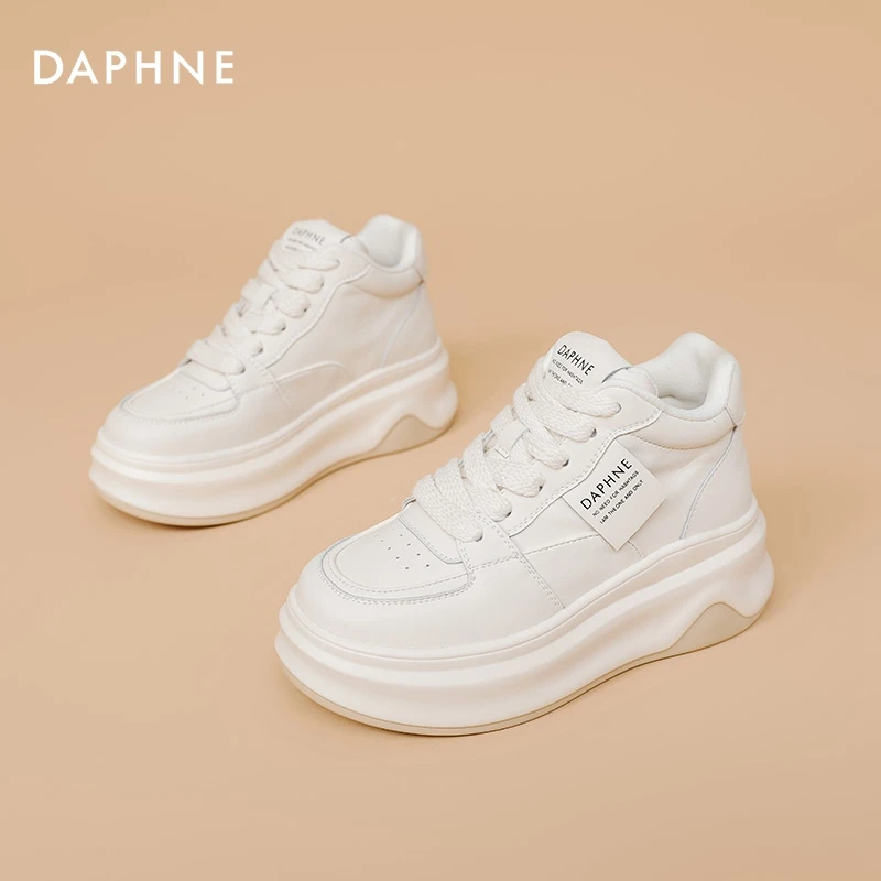 Daphne/达芙妮小白鞋女2025夏季新款时尚百搭厚底增高休闲板鞋