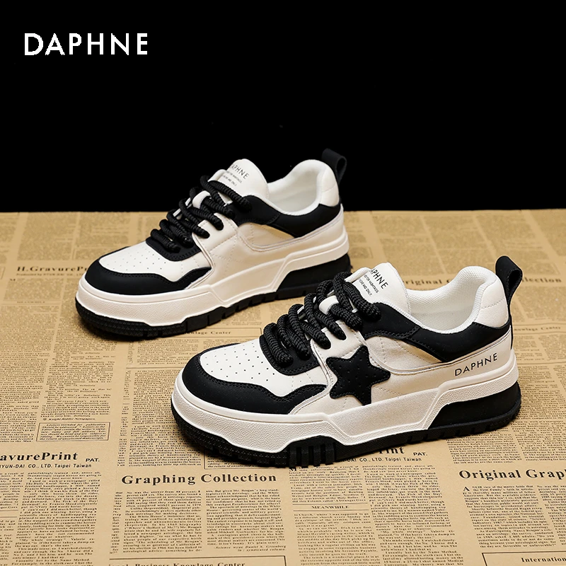 Daphne/达芙妮小白鞋女2025新款夏季百搭厚底休闲板鞋时尚运动鞋