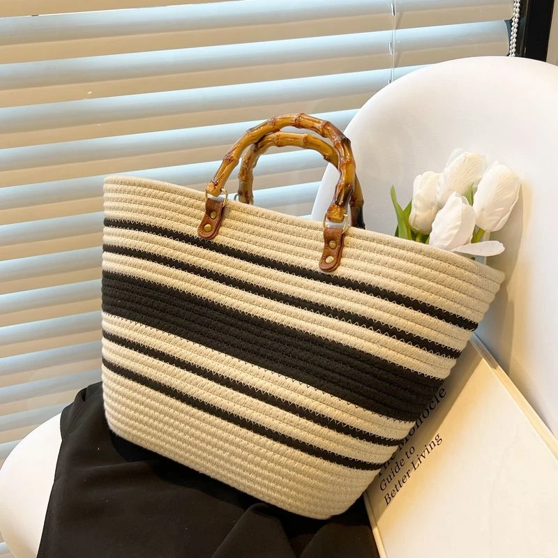 夏季大容量编织手提菜篮子包包女2024新款海边度假沙滩包通勤大包