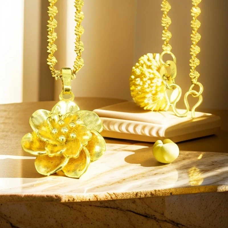 铜亚克力吊坠 女士项链时尚款女新款项链加吊坠女款气质百搭金色