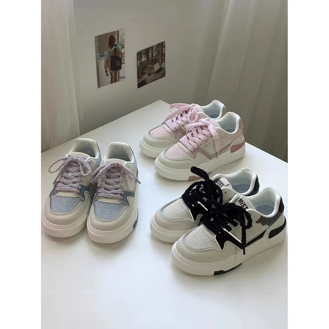 厚底小白鞋2024新款春季百搭设计感小众皮面增高休闲潮板鞋-762