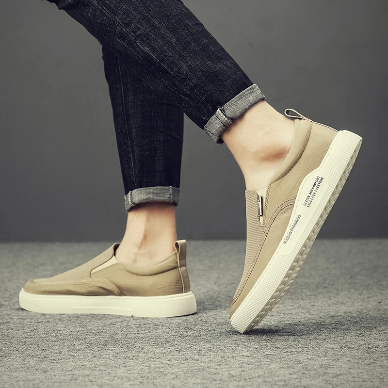 春季新款老北京帆布鞋男软底一脚蹬时尚休闲男鞋乐福鞋透气板鞋