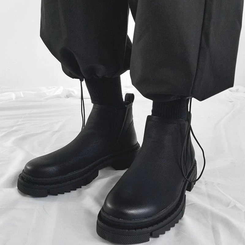 马丁靴男款秋季2025新款复古英伦风日常商务时尚套脚皮靴网红靴子