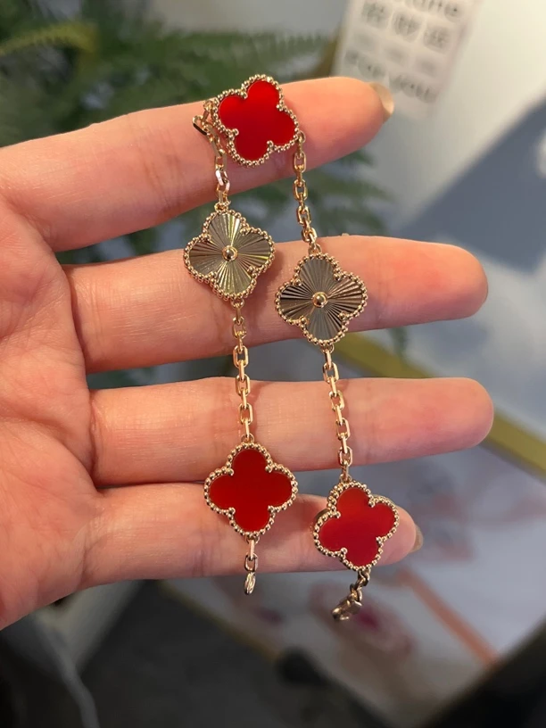 重金版18k金镭射红玛瑙手链